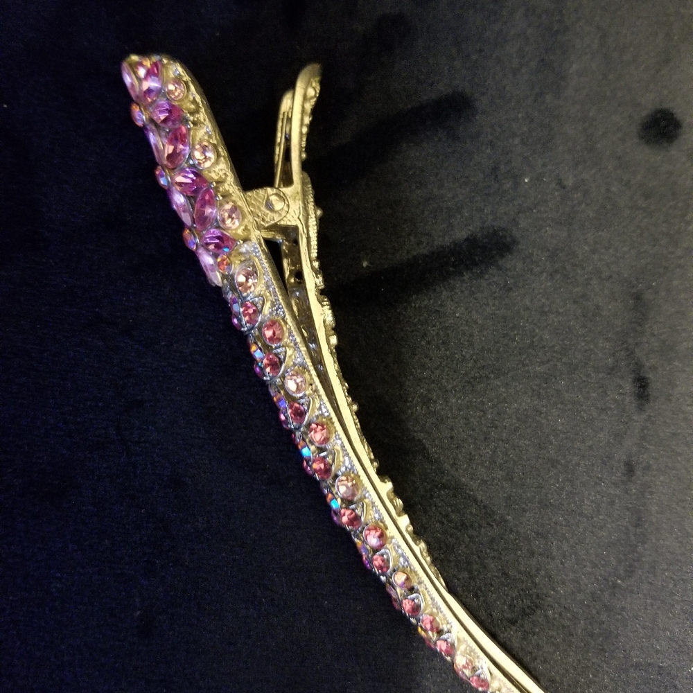 Pink Rhinestones crystals elegant hair clip - Picture 2 of 3